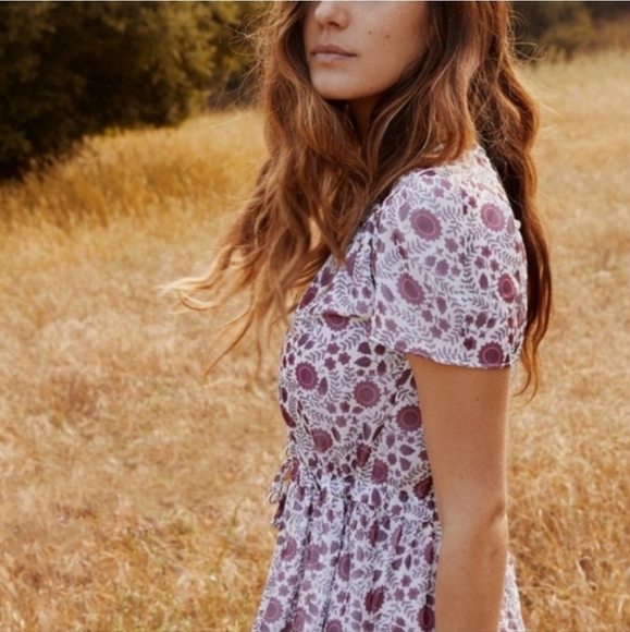 Christy Dawn The Donna Mini Dress in Gooseberry Red Floral Deadstock Fabric XS/S - Picture 8 of 14